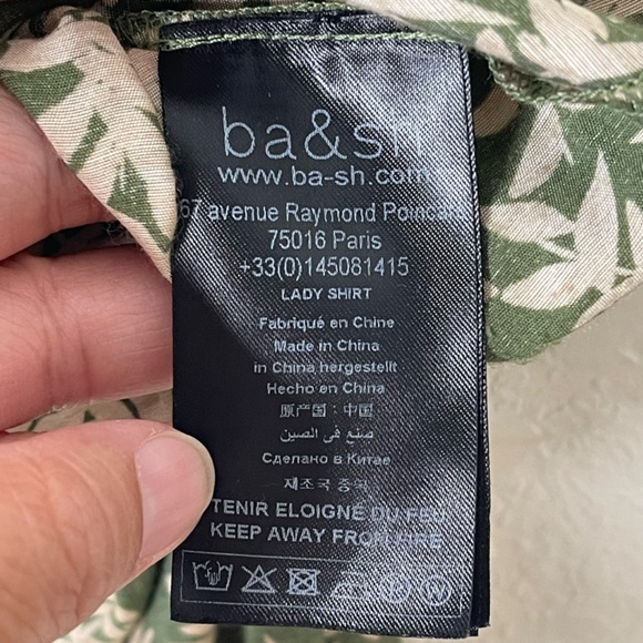 ba&sh Tarmac Long Sleeve Button Up Front Tie Top Womens Size 1 (US4) Green - Picture 12 of 15